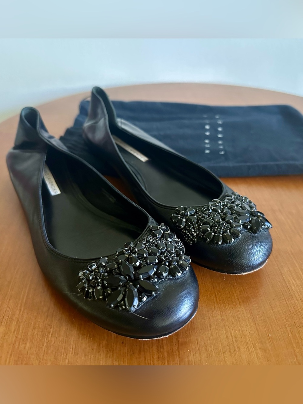 Vera Wang Lavender Embellished Black Women's Ballet Flats 7.5